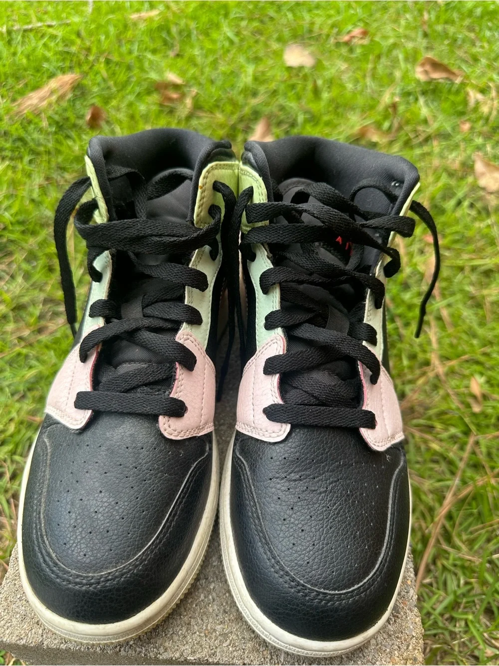 Jordan Kids Black Pink & Light Green High-Top Sneakers